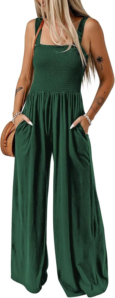 Dokotoo Women's Casual Loose Overalls Jumpsuits One Piece Sleeveless Wide Leg Long Pant Rompers W... | Amazon (US)