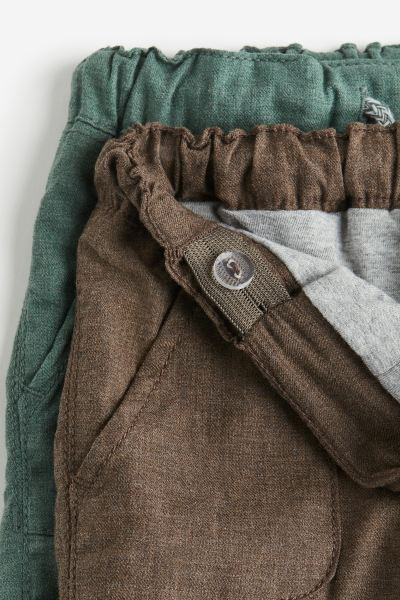 2-pack Fully Lined Cotton Pants - Dark beige/dark blue - Kids | H&M US | H&M (US + CA)