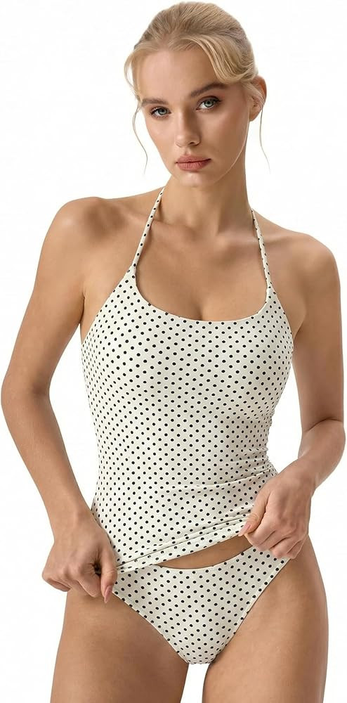 Self Tie Halter Neck Basic Shirts for Womens Double Lined Slimming Fit Going Out Sleeveless Tops | Amazon (US)