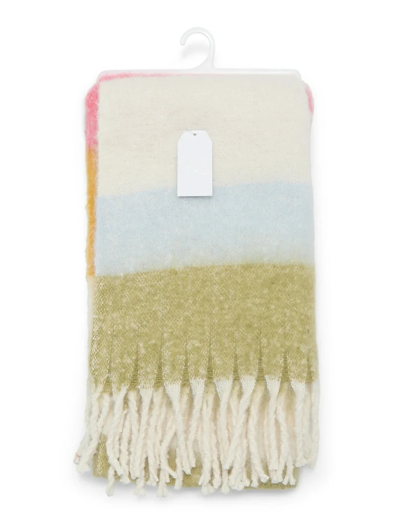 Time and Tru Women's Blanket Scarf, One Size, Yellow Pink Multi | Walmart (US)