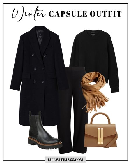 Winter capsule outfit 

Winter coat 
Cashmere sweater 
Soft scarf 
Laguna Chelsea boots 
Demellier bag 

Capsule wardrobe / minimalist / camel and black outfit 

#LTKtravel #LTKworkwear #LTKSeasonal