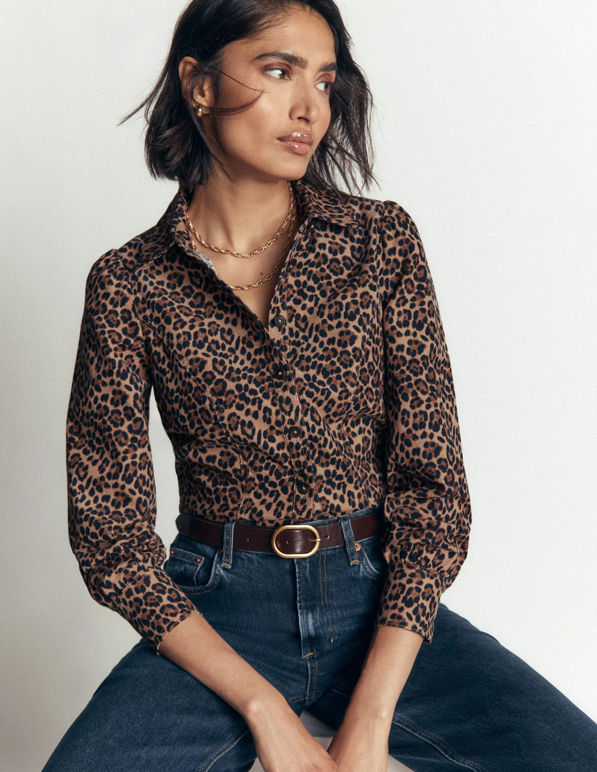 Boden Women's Sky Cord Shirt in Brown | Size 22 | Boden UK