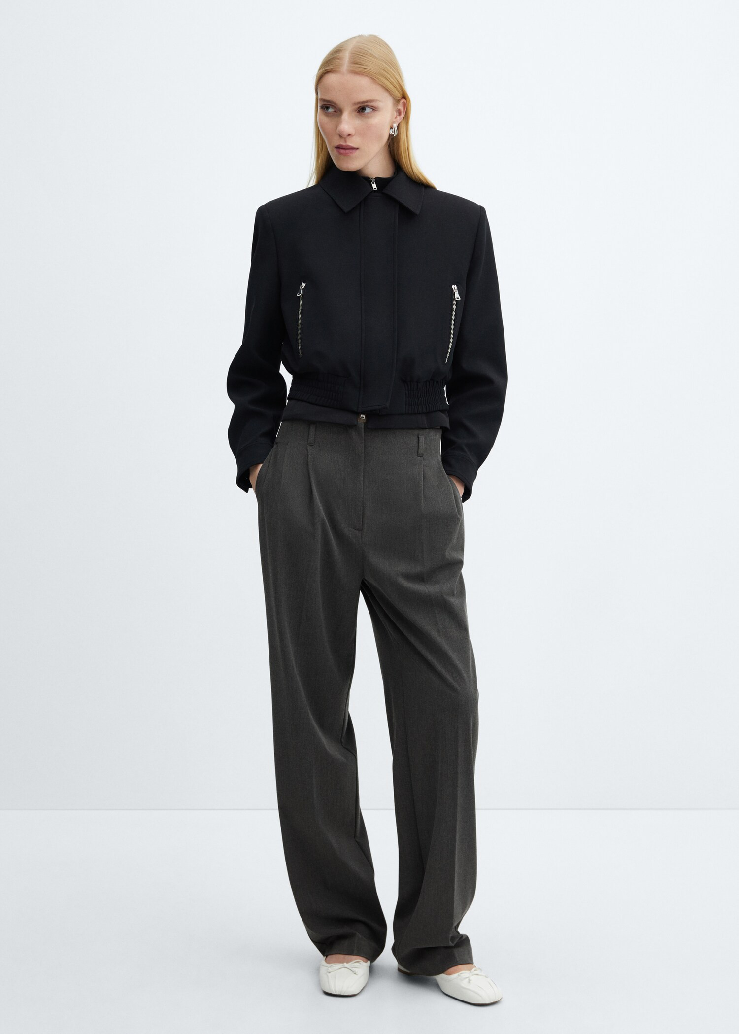 Wideleg pleated pants - Woman | MANGO USA | MANGO (US)