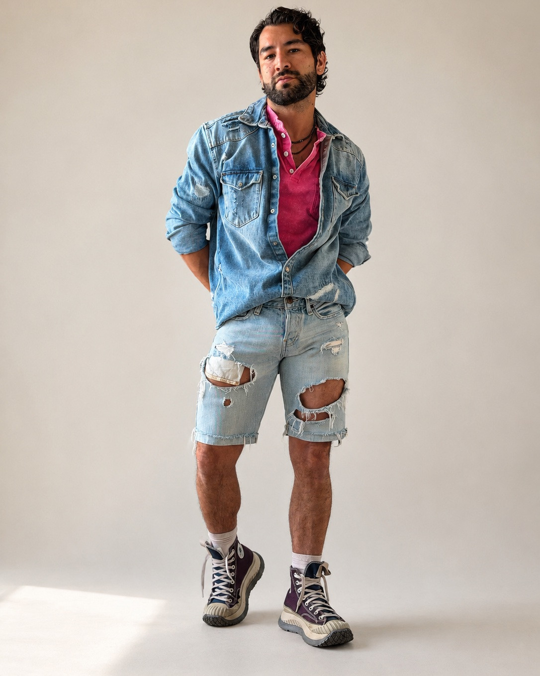 Denim on denim, but make it effortless. 💙 A pop of bold pink and vintage-inspired high-tops give this laid-back look just the right amount of edge.

#LTKootd #LTKMens #LTKTravel