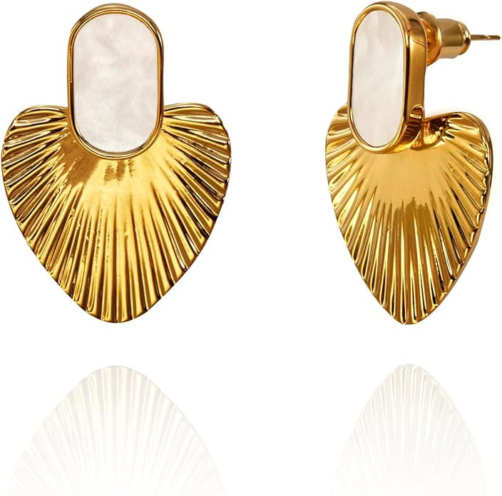 CW Black/Red/Green/White/Pale yellow heart earrings for women，24K gold-plated statement dangle ... | Amazon (US)