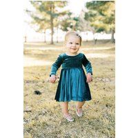 Forest Green Velvet Toddler Twirl Dress, Dress For Easter, Little Girls in Velvet, Modern Dresses | Etsy (US)
