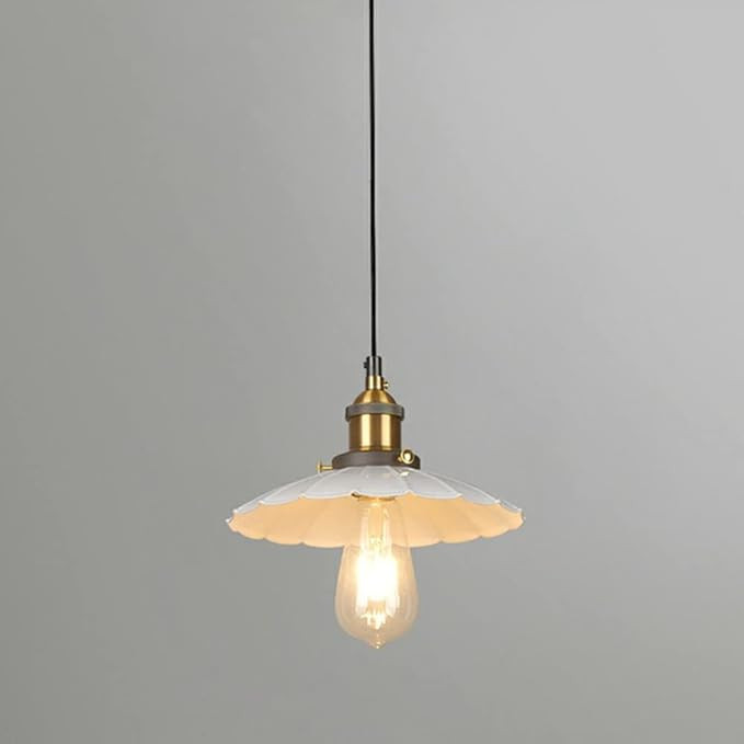 LAKIQ Scalloped Shade Single Pendant Light Vintage Rustic Dining Table Hanging Pendant Lamp Islan... | Amazon (US)