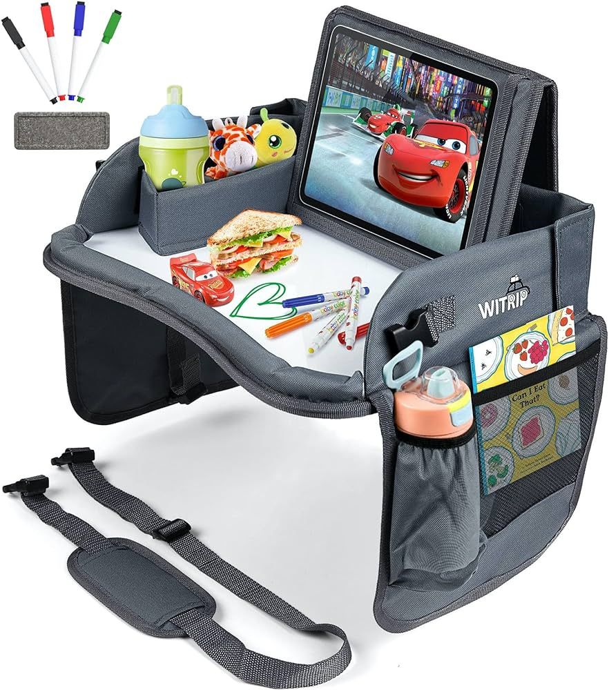 WITRIP Kids Travel Tray with Dry Erase Board, Travel Tray for Kids Car Seat, Carseat Table Trays ... | Amazon (US)