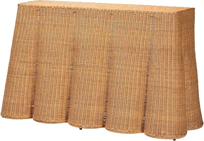 bali & pari Palm Bohemian Honey Scallop Rattan Console Table | Amazon (US)