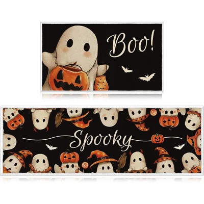 Halloween Kitchen Mats Set of 2, Boo Pumpkin Ghost Kitchen Rugs, Spooky Non-Slip Floor Mats for Home Holiday Decor | Wayfair North America