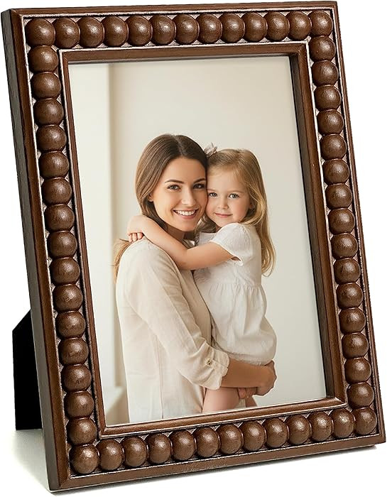 5x7 Picture Frame Wood Beaded Photo Frame MDF Brown Rusitc Frames Vintage Unique Wall Hanging Des... | Amazon (US)