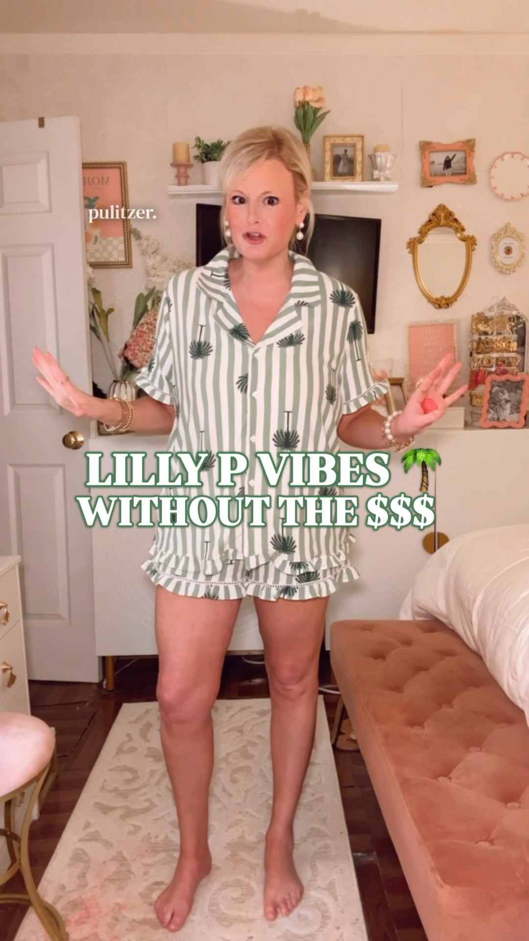 Lilly Pulitzer pajamas, Lilly Pulitzer inspired pajamas, Lilly Pulitzer look for less, Lilly P style, Palm Beach pajamas, preppy pajama set, Crown & Ivy pajamas

This Crown & Ivy pajama set is giving Lilly Pulitzer sleepwear energy for way less.

The green stripe, palm tree print, bright resort palette, ruffle sleeve detail, button-front top, matching shorts, and polished collar all feel very Palm Beach, very preppy, very “vacation pajamas but make them cute.” It has that Lilly P colorful resort look women search for every summer, without the Lilly Pulitzer price tag.

I sized up to a large for a comfy fit. Available in 9 prints.

Why it works:
✨ Lilly Pulitzer inspired
✨ Palm Beach style
✨ green striped pajamas
✨ palm tree print
✨ matching pajama shorts set
✨ ruffle sleeve detail
✨ button-front top
✨ 9 prints
✨ Belk exclusive

These are the kind of pajamas that feel perfect for girls trips, beach weekends, vacation packing, summer mornings, Mother’s Day gifts, bridal party pajamas, bridesmaid pajamas, and everyday lounging when you still want something pretty and polished.

If you love Lilly Pulitzer pajamas, Lilly Pulitzer sleepwear, Lilly Pulitzer resort wear, Lilly Pulitzer style, Lilly P look for less, Palm Beach style, preppy pajamas, colorful pajamas, tropical pajamas, palm print pajamas, green stripe pajamas, cute pajama sets, Crown & Ivy, Belk finds, and affordable resort style, this is the pajama set to open.

Lilly Pulitzer pajamas, Lilly Pulitzer inspired pajamas, Lilly Pulitzer look for less, Lilly P style, Lilly Pulitzer sleepwear, Lilly Pulitzer resort wear, Palm Beach pajamas, preppy pajama set, women’s pajama shorts set, summer pajamas women, green striped pajamas, palm tree pajamas, tropical pajamas, colorful pajamas, Crown and Ivy pajamas, Belk pajamas, cute pajamas women, vacation pajamas, girls trip pajamas, bridal party pajamas

#LTKFindsUnder50 #LillyPulitzer #PalmBeach #PreppyStyle #LookForLess

#LTKSaleAlert #LTKSeasonal #LTKTravel