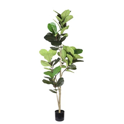 6FT Artificial Fiddle Leaf Fig Tree - Real Touch Fake Fiddle Leaf Fig Plant with Black Plastic Pot for Indoor Home Office Living Room Corner Decor | Wayfair North America