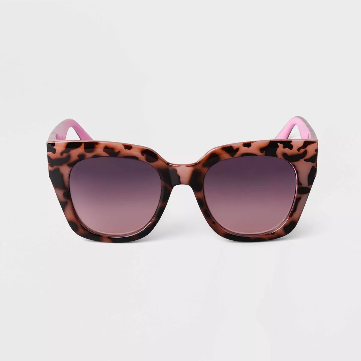 Women's Oversized Two-Tone Tortoise Shell Cateye Sunglasses - A New Day™ Tan | Target