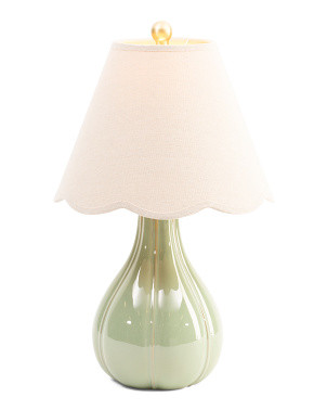 22in Ceramic Table Lamp With Scalloped Shade | Bedroom | Marshalls | Marshalls