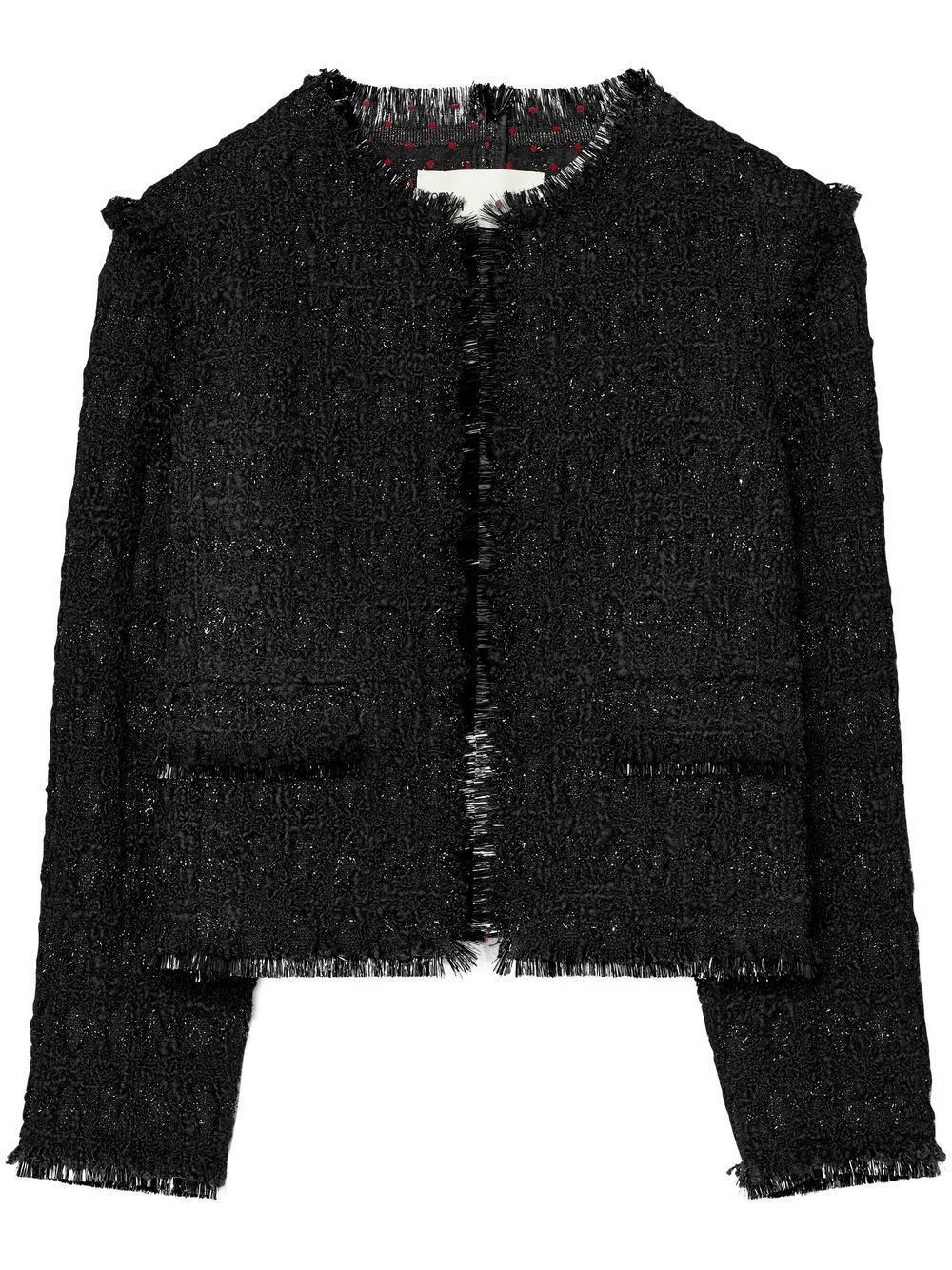 Tory Burch Tinsel tweed jacket - Black | Farfetch Global