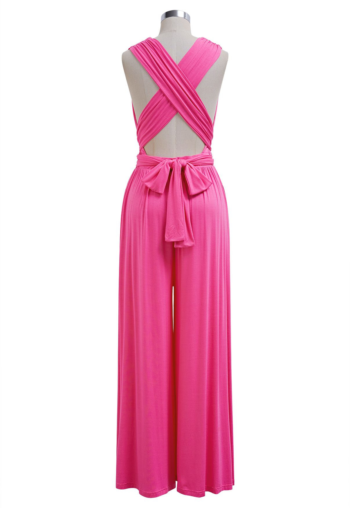 Twist and Tie Wide-Leg Jumpsuit in Hot Pink | Chicwish