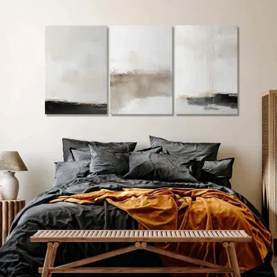 Abstract Gray Tan Canvas Wall Art, Neutral Gray Tan Canvas Wall Art, 3 Piece Canvas Print Wall Art Gray Tan Paint, Modern Illustrations Tan Art Print | Wayfair North America