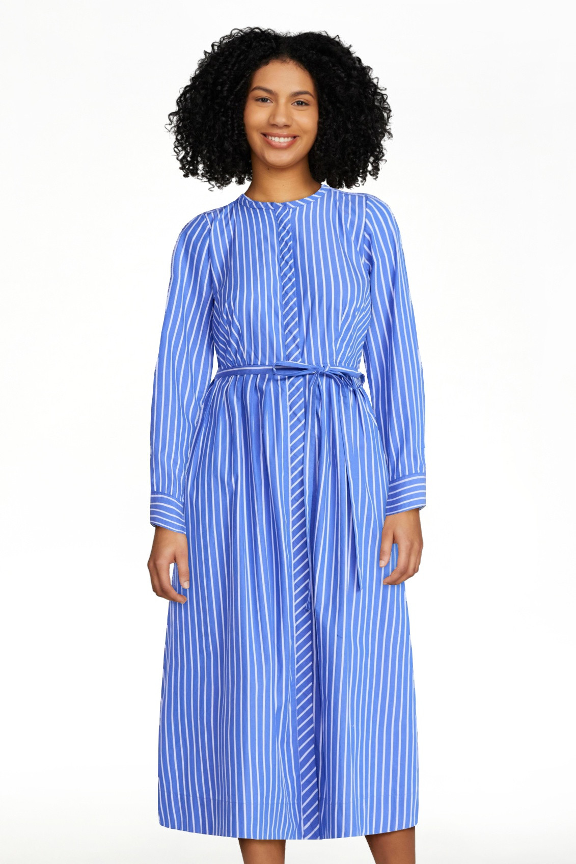 Free Assembly Women's and Women's Plus Pleated Cotton Midi Shirtdress with Long Sleeves, Sizes XS... | Walmart (US)