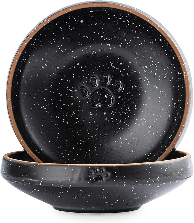 2Pcs Cat Bowl, Whisker-Friendly Food Bowl, Wide and Small Pet Bowl for Kitten and Kitty, Black | Amazon (US)