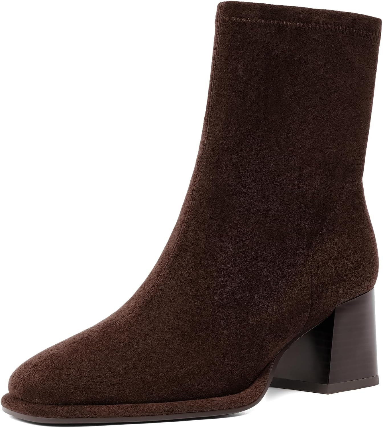 Ankle Boots for Women Square Toe Chunky Booties With Side Zipper | Amazon (US)