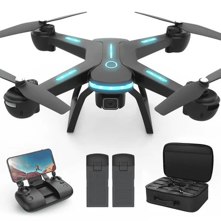 JY03 Drone with 1080P HD Camera for Adults and Kids, FPV RC Quadcopter with LED Lights and Optical flow Sensor, 2 Batteries, Black | Walmart (US)