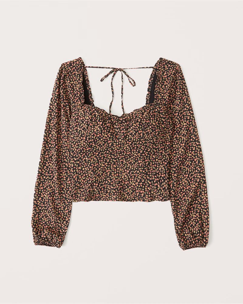 Women's Long-Sleeve Sweetheart Top | Women's Clearance | Abercrombie.com | Abercrombie & Fitch (US)