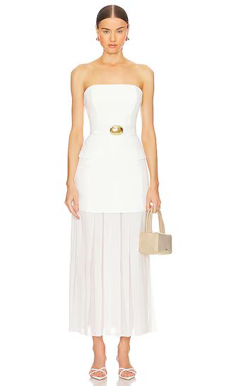 Reagan Strapless Mini Dress With Pleated Skirt in Cream | White Maxi Dress | White Dress Bridesmaid  | Revolve Clothing (Global)