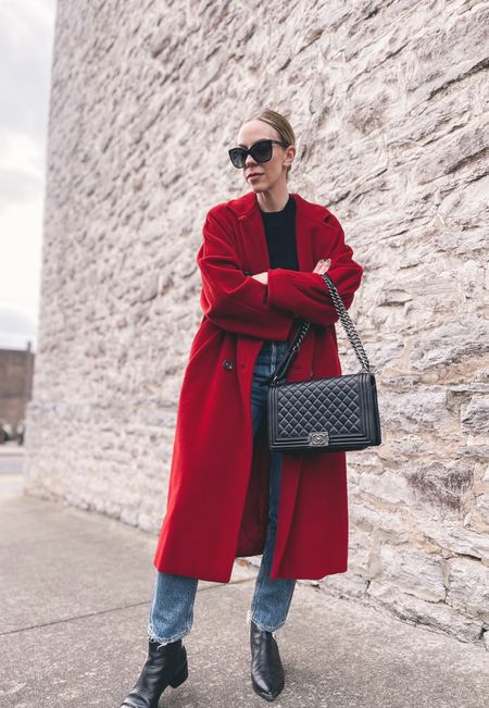 Red coat, holiday outfit, winter coat, black leather Chelsea boots

#LTKstyletip #LTKSeasonal #LTKHoliday