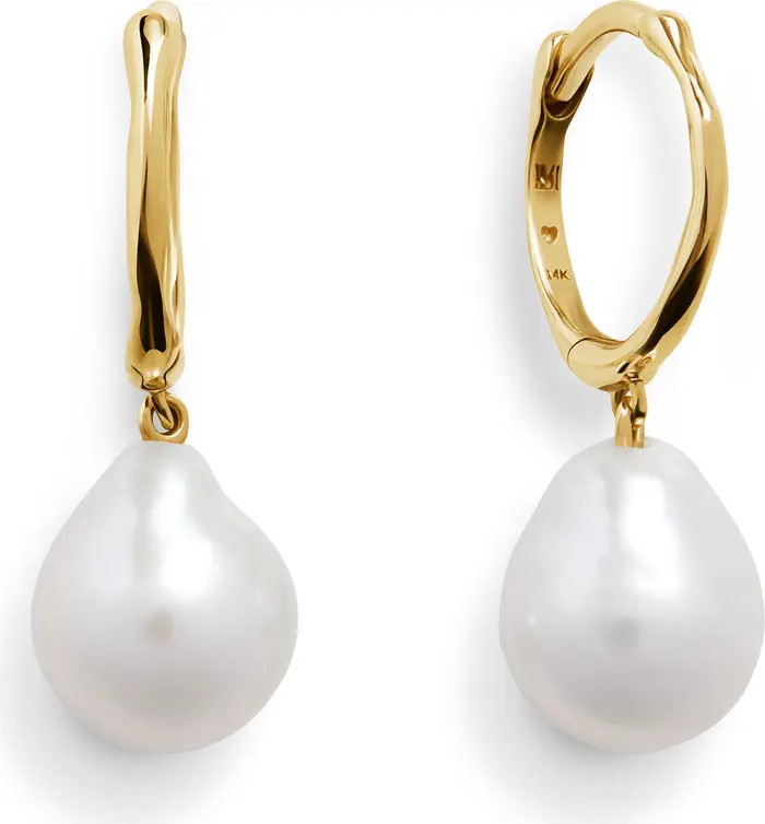 Nura Baroque Pearl Drop Huggie Hoop Earrings | Nordstrom
