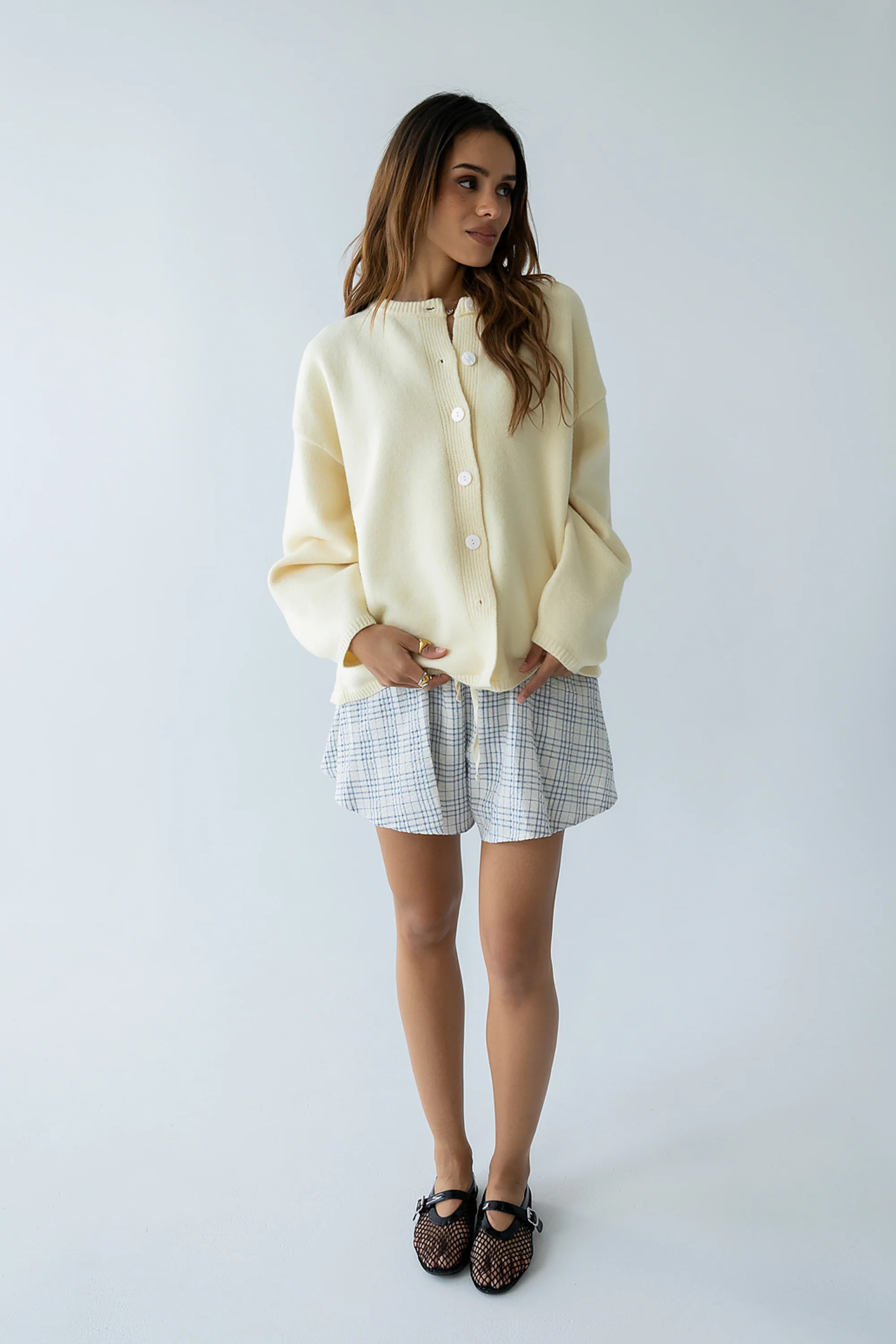 Kaia Knit Cardigan in Butter Yellow | Böhme US