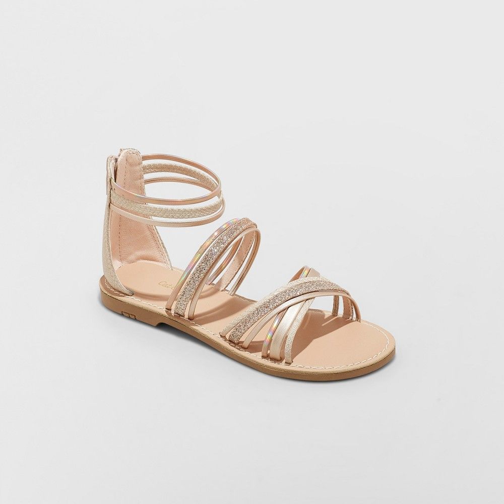 Girls' Gelsey Gladiator Sandals - Cat & Jack Rose Gold 2, Pink | Target