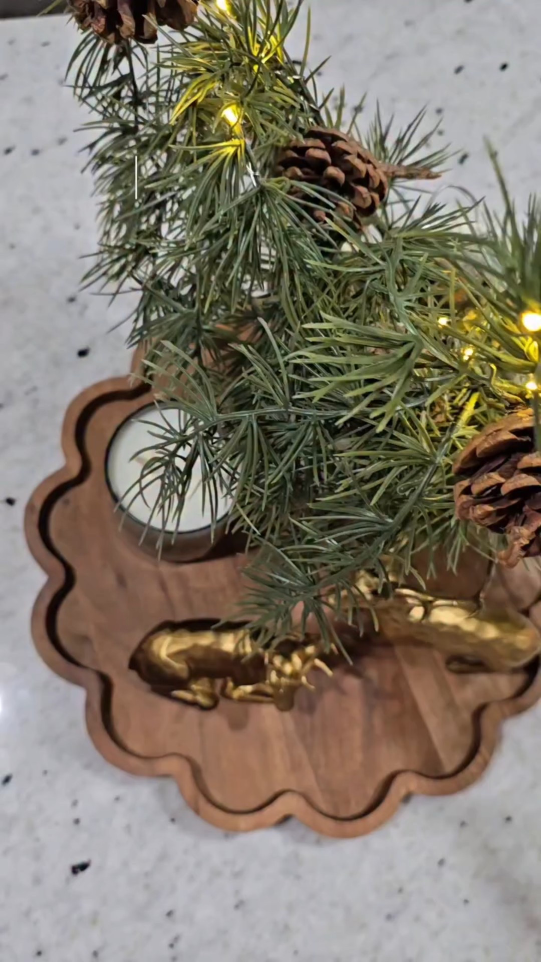 Tray and reindeer are in LTK 🎀✨️ and if you watched all the way to the end, you're my hero! My vase is from Homegoods and I see it there all the time!

#walmartpartner @walmart @walmartcreator #traydecor #centerpieces #christmastime #pine #whitekitchen #nutcracker #diydecor #staging #cozyhome #holiday