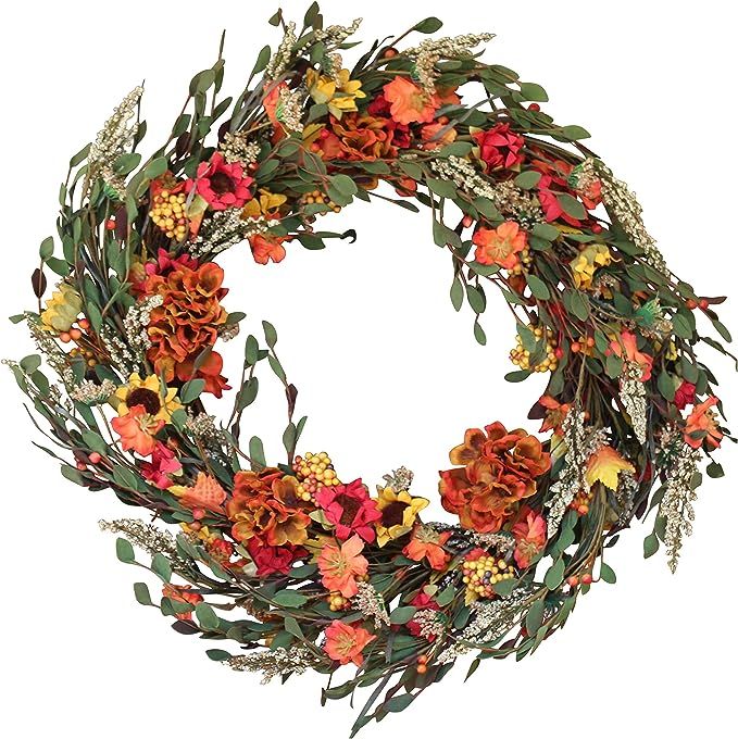 The Wreath Depot Nashua Blossom Fall Front Door Wreath, 22 Inches, Beautiful White Gift Box Inclu... | Amazon (US)