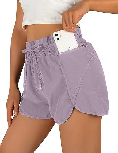 Blooming Jelly Womens Sporty Running Shorts Drawstring Gym Athletic Workout Shorts with Zipper Po... | Amazon (US)