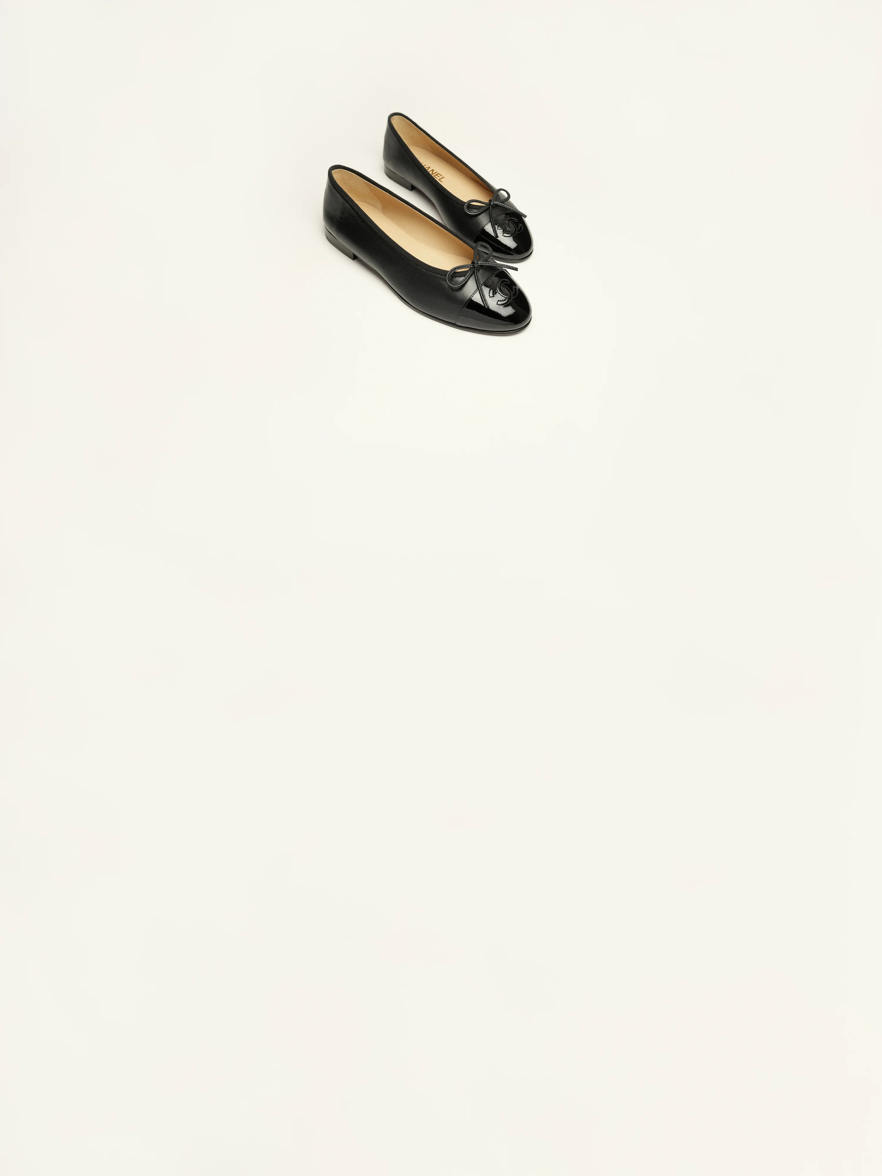 Ballet flats - Lambskin & patent calfskin, black \u2014 Fashion | CHANEL | Chanel, Inc. (US)
