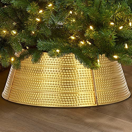 SUNNYPARK Metal Christmas Tree Collar Decoration, 23 Inches Diameter Indoor Outdoor Golden Tree Collar for Artificial Trees Christmas Tree Ring for Holiday Party Decoration | Amazon (US)