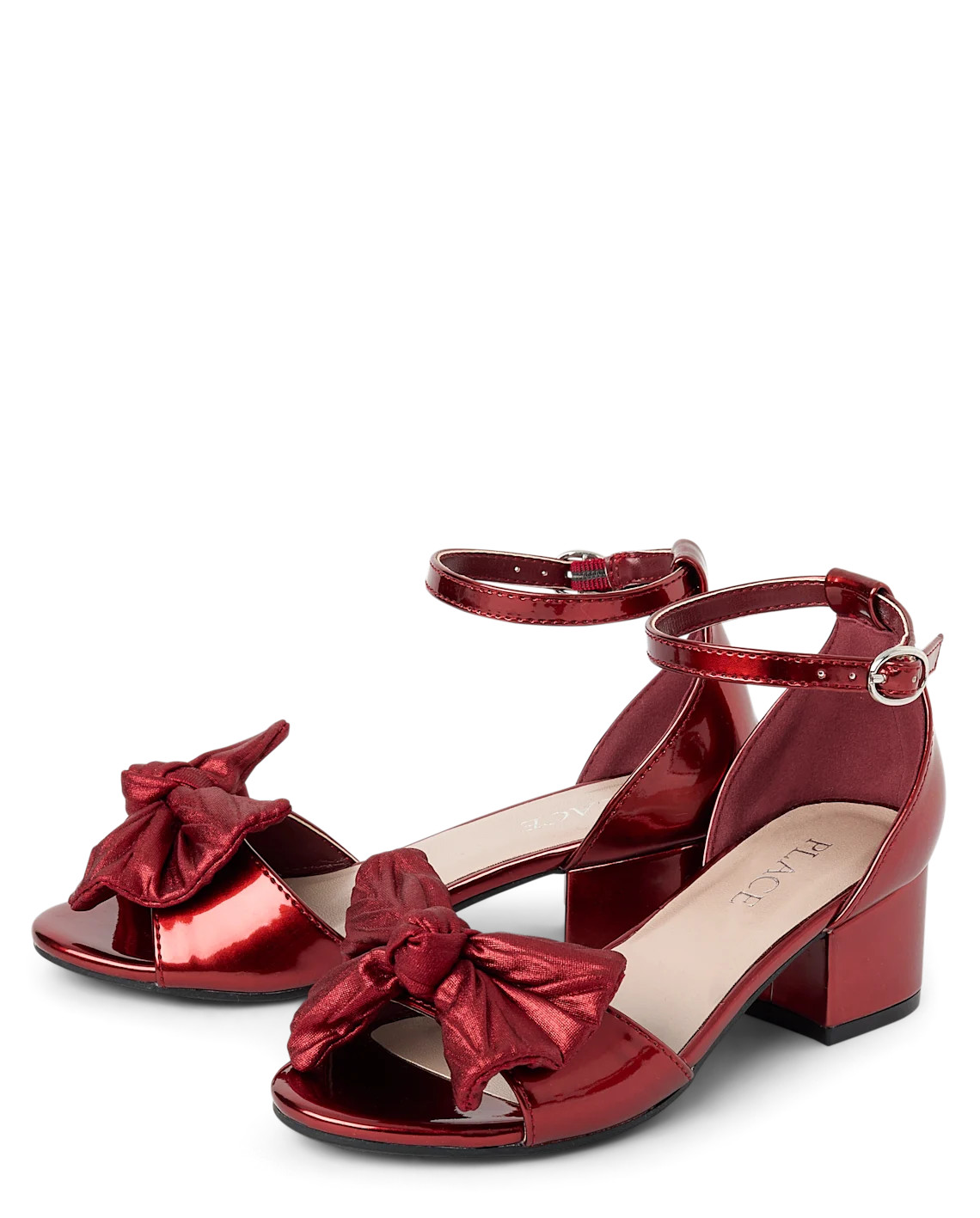Girls Metallic Bow Block Heels - burgundy | The Children's Place