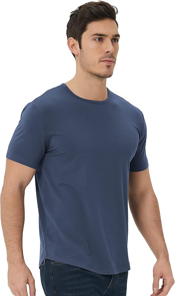 netdraw Men's Ultra Soft Bamboo T-Shirt Curve Hem Lightweight Cooling Long/Short Sleeve Casual Basic | Amazon (US)