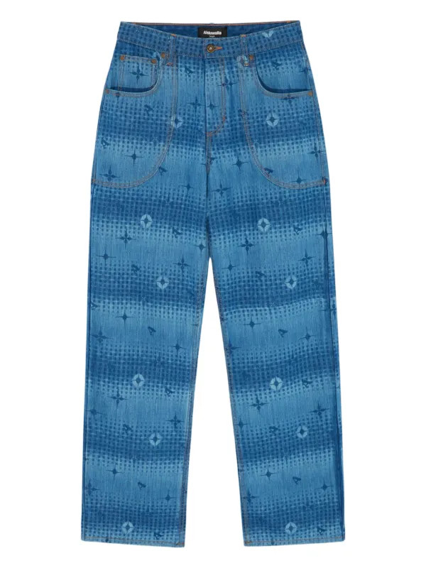 Ahluwalia Printed Jeans | Blue | FARFETCH | Farfetch Global