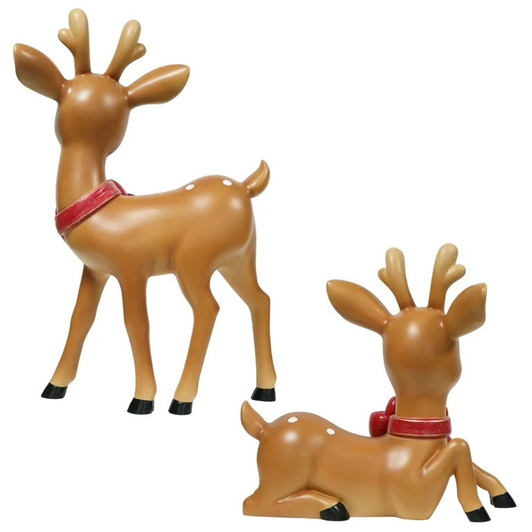 Blow Mold Vintage Deer Outdoor Christmas Decoration, Multicolor, Set of 2, by Holiday Time | Walmart (US)