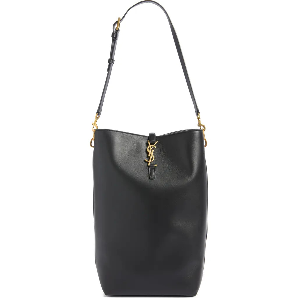 Saint Laurent Le 37 Long Leather Bucket Bag in Noir at Nordstrom | Nordstrom