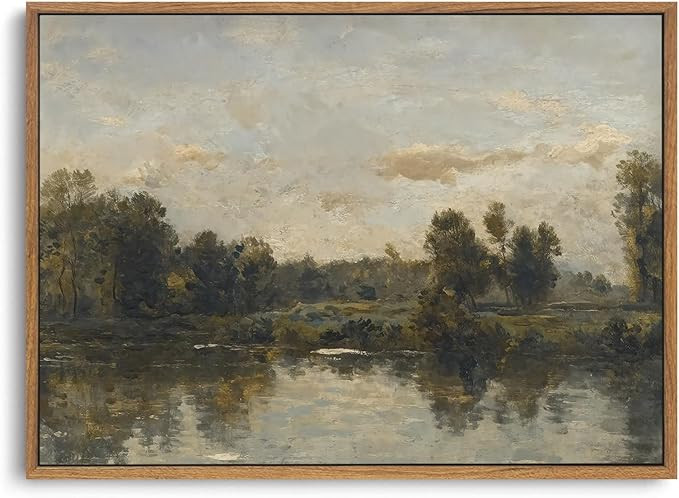 ZZLWBKGL Vintage Framed Wall Art Landscape Wall Decor Natural River Canvas Art Farmhouse River Pi... | Amazon (US)