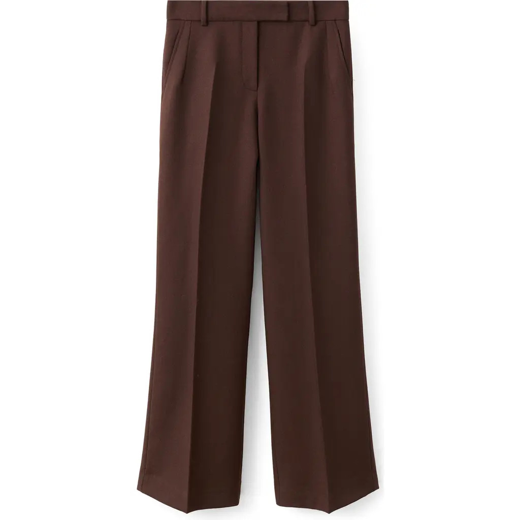 MANGO Selection Pleat Front Straight Leg Wool Pants in Brown at Nordstrom Rack, Size 6 | Nordstrom Rack