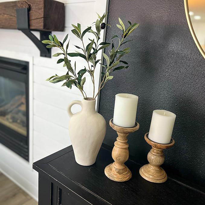 Laurel and Vine Matte Textured 10 Inch Tall White Vase Including 22 Inch Olive Branches for Vases... | Amazon (US)