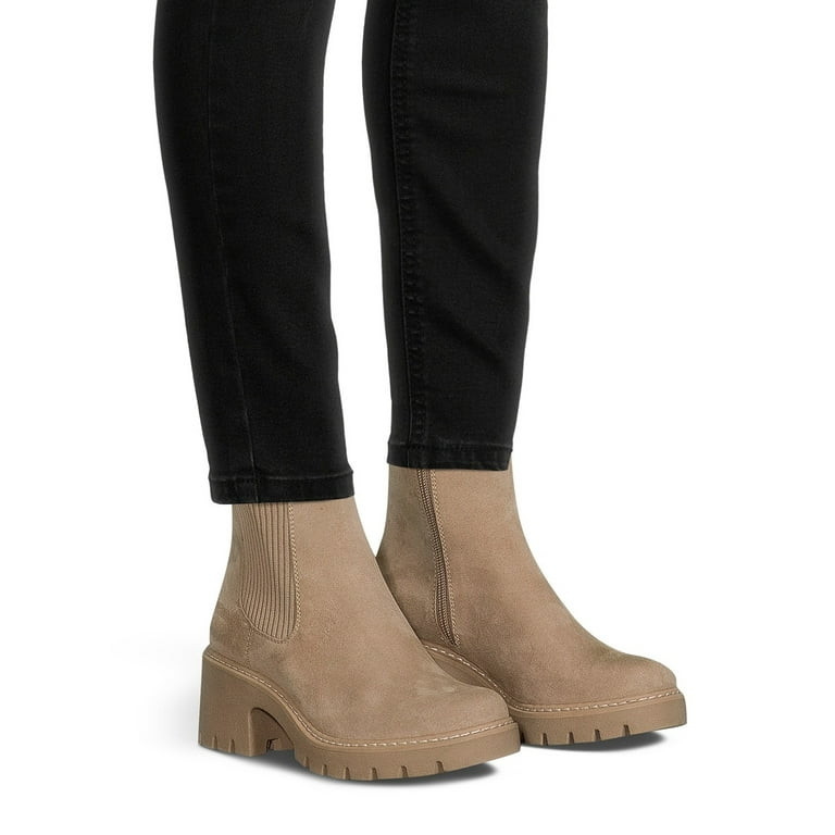 No Boundaries Women's Chelsea Boots with Knit Panel | Walmart (US)