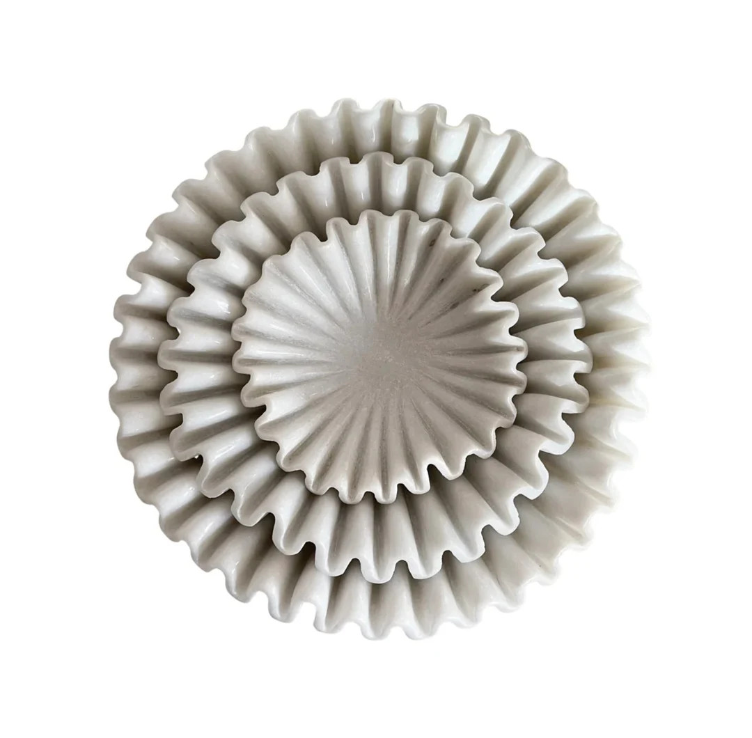 Marble Fluted Bowl Wavy Ripple - Etsy | Etsy (US)