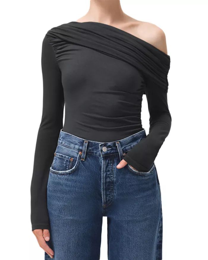 Kira Asymmetric Ruched Bodysuit | Bloomingdale's (US)
