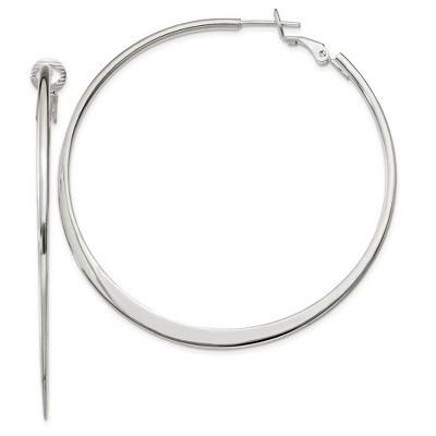 Black Bow Jewelry Extra Large Round Hoop Earrings in Sterling Silver - 57mm (2-1/4 Inch) | Target