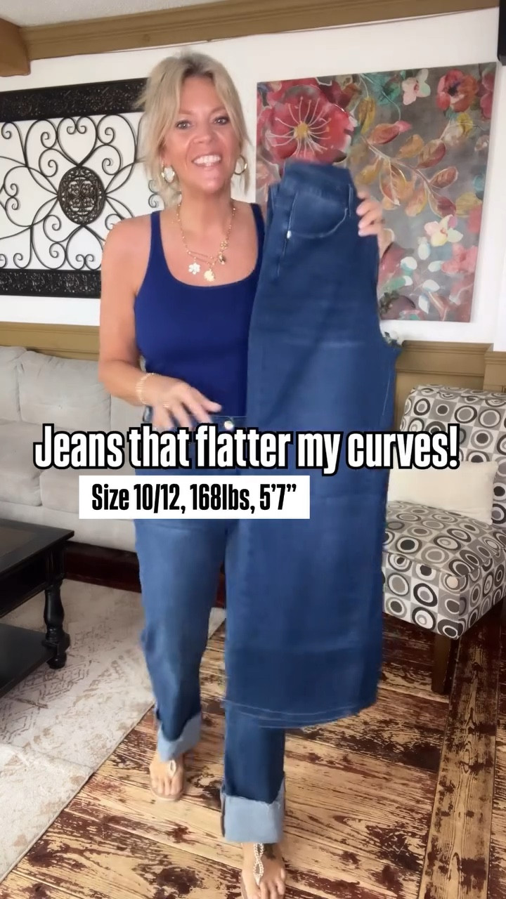 my jeans 👖 that flatter the curves and don’t bag out throughout the day. Just the right amount of stretch. Wearing size 14 in the cuffed pair and size large in the wide leg pair. My tank has a built in bra and I’m wearing the size large. #founditonamazon #amazonfashion

#LTKOver40 #LTKMidsize #LTKSaleAlert